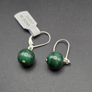 Sterling Silver Green Drop Earrings